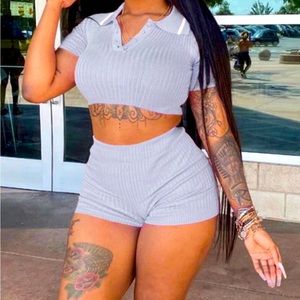 Two piece cropped top & short set